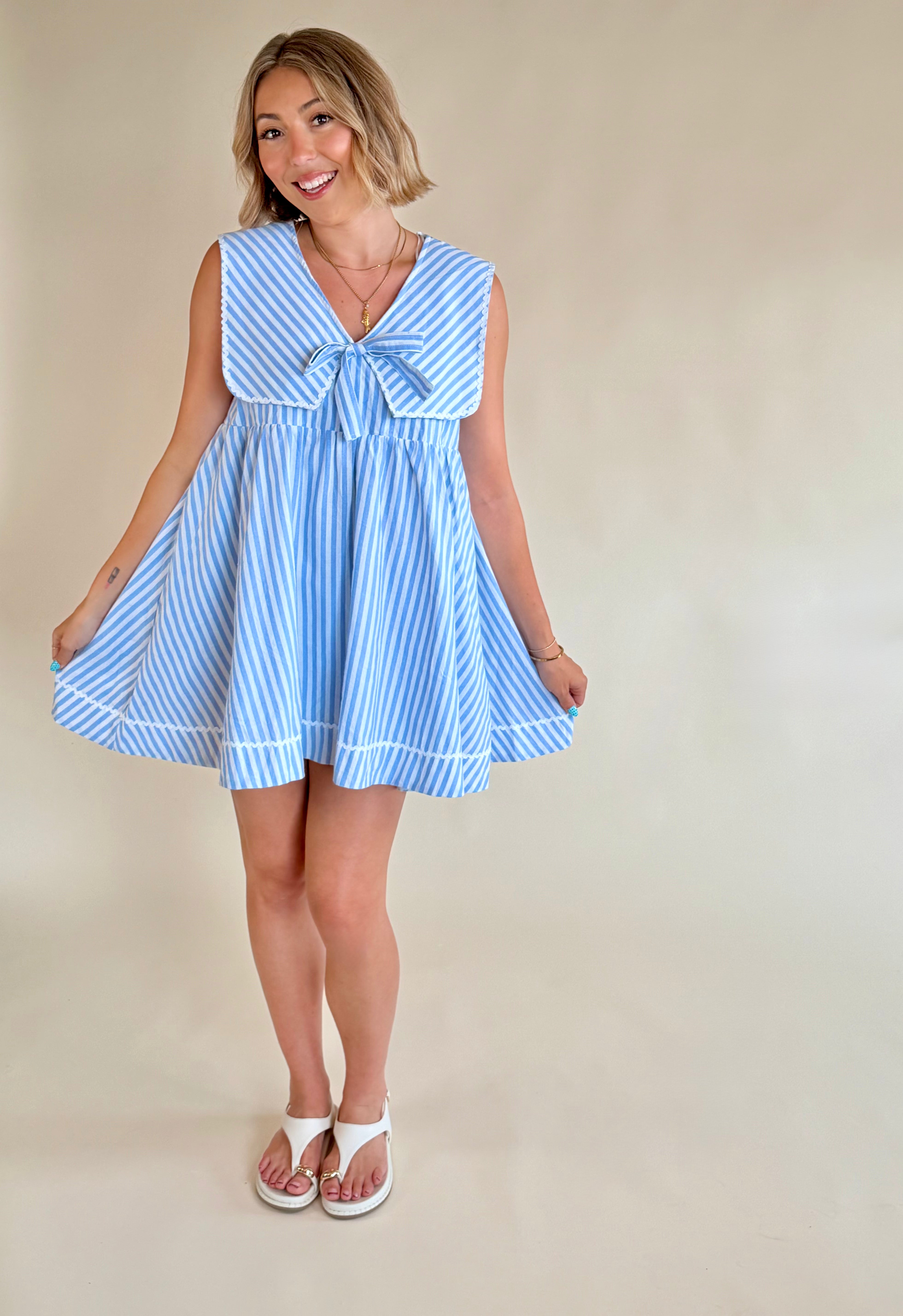 Sailor Vibes, blue and white, babydoll dress, summertime staple, mini dress