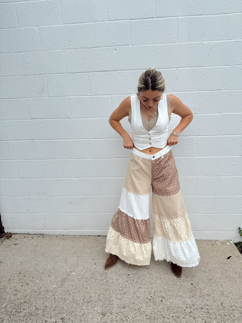 Bohemian Tiered Dream Mid-Rise Wide Leg Pants
