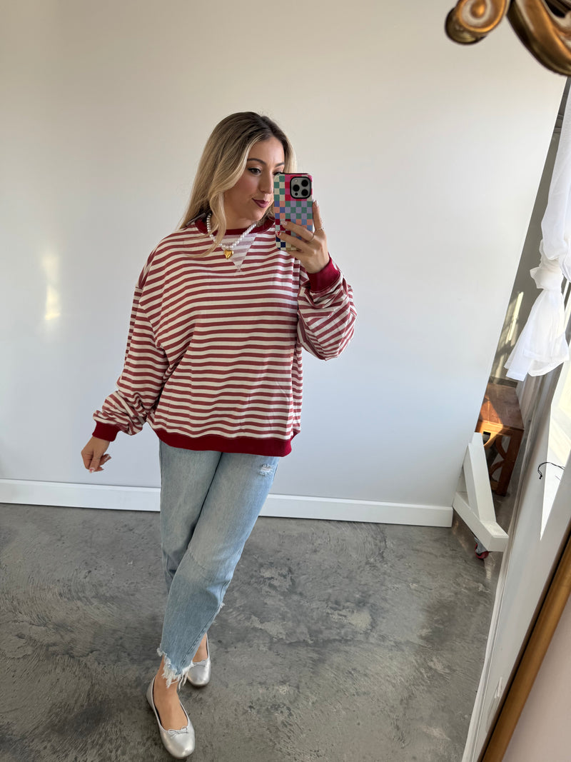 So Loved Stripe Crewneck Pullover