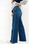 Mica Dark Wash Super High Rise Wide Leg Jeans: 34"