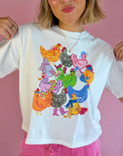 White Graphic Tees, Chicken Graphic T-shirt, Teacher Outfit Inspo, Back to School, Relaxed Fit Tees