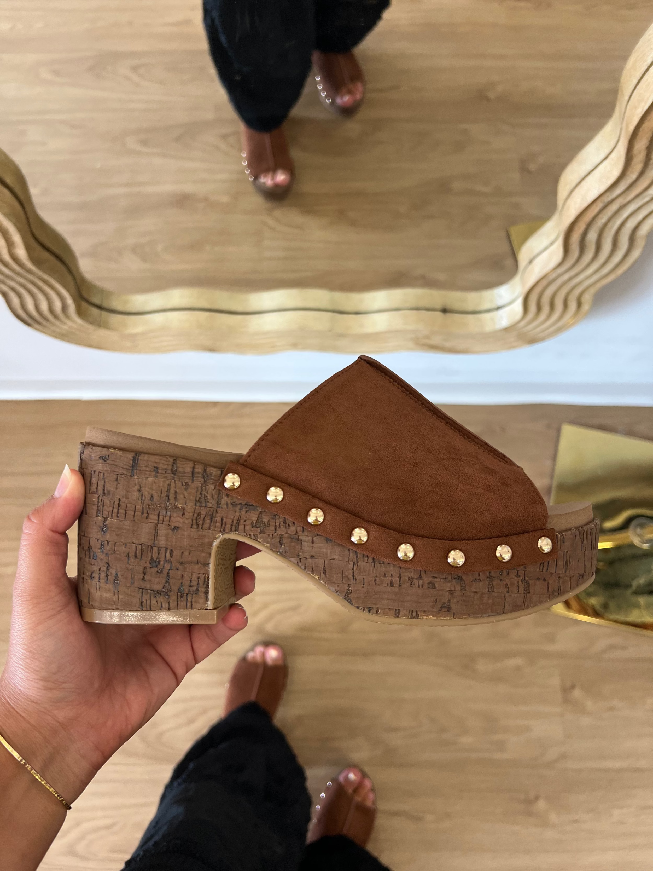 Chunky wedge, brown leather wedge, transitional shoe, trendy shoes, elevated shoe, fall fashion