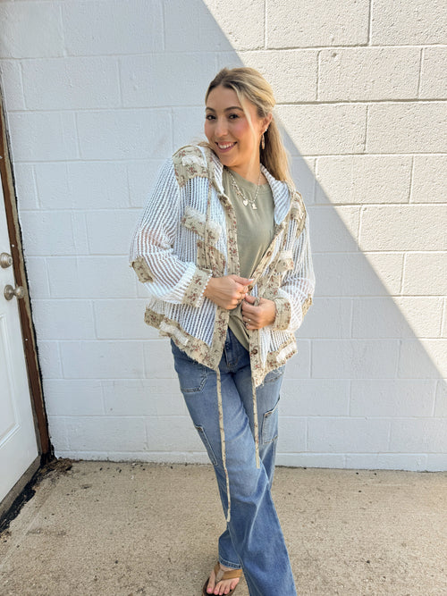 Away for Vacay Crochet Linen Patchwork Jacket