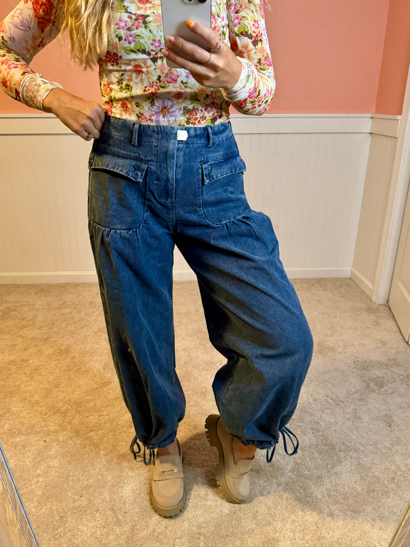 Carrie 2.0 Wide Leg Balloon Jeans: Dark Wash