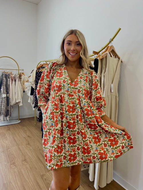 Ansley Mini Dress: Coral