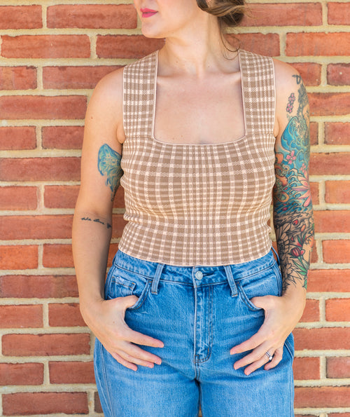 Blushing Plaid Tank Top