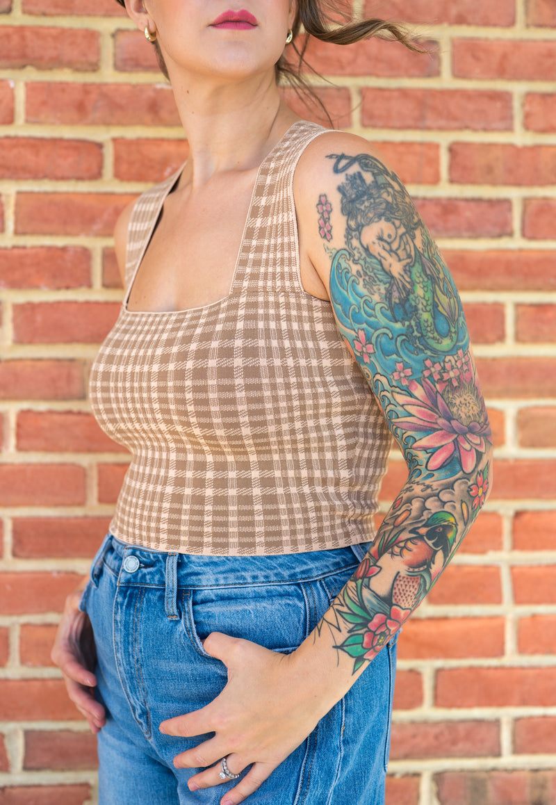 Blushing Plaid Tank Top