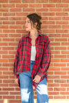 Plaid About You Oversized Flannel: Red/Black