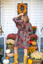 Paisley Puff Sleeve Mini Dress