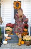 Paisley Puff Sleeve Mini Dress