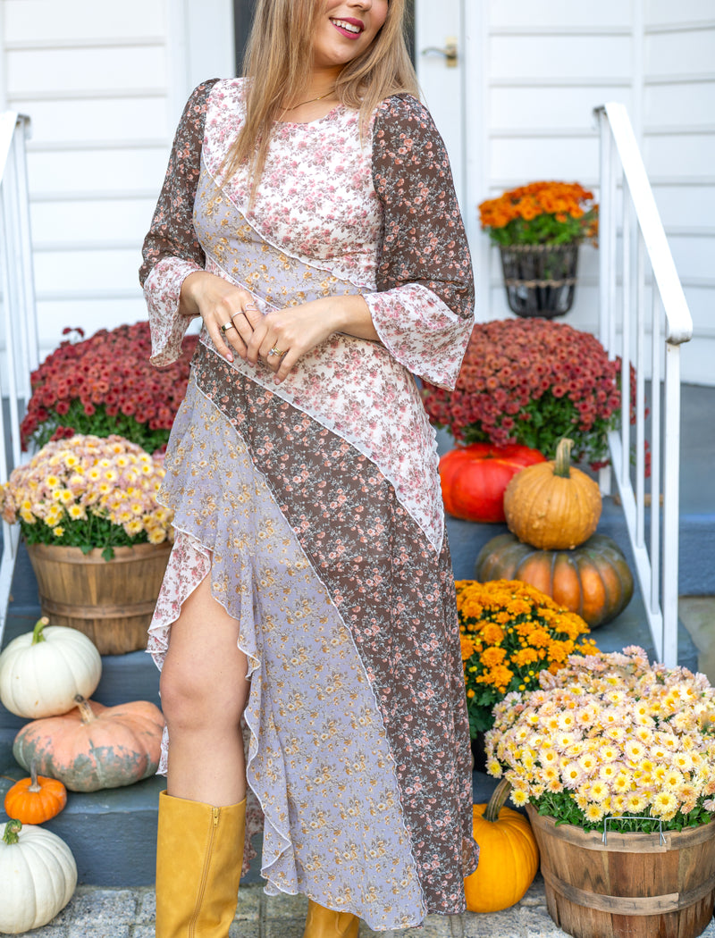 Meadow Muse Mixed-Print Maxi Dress