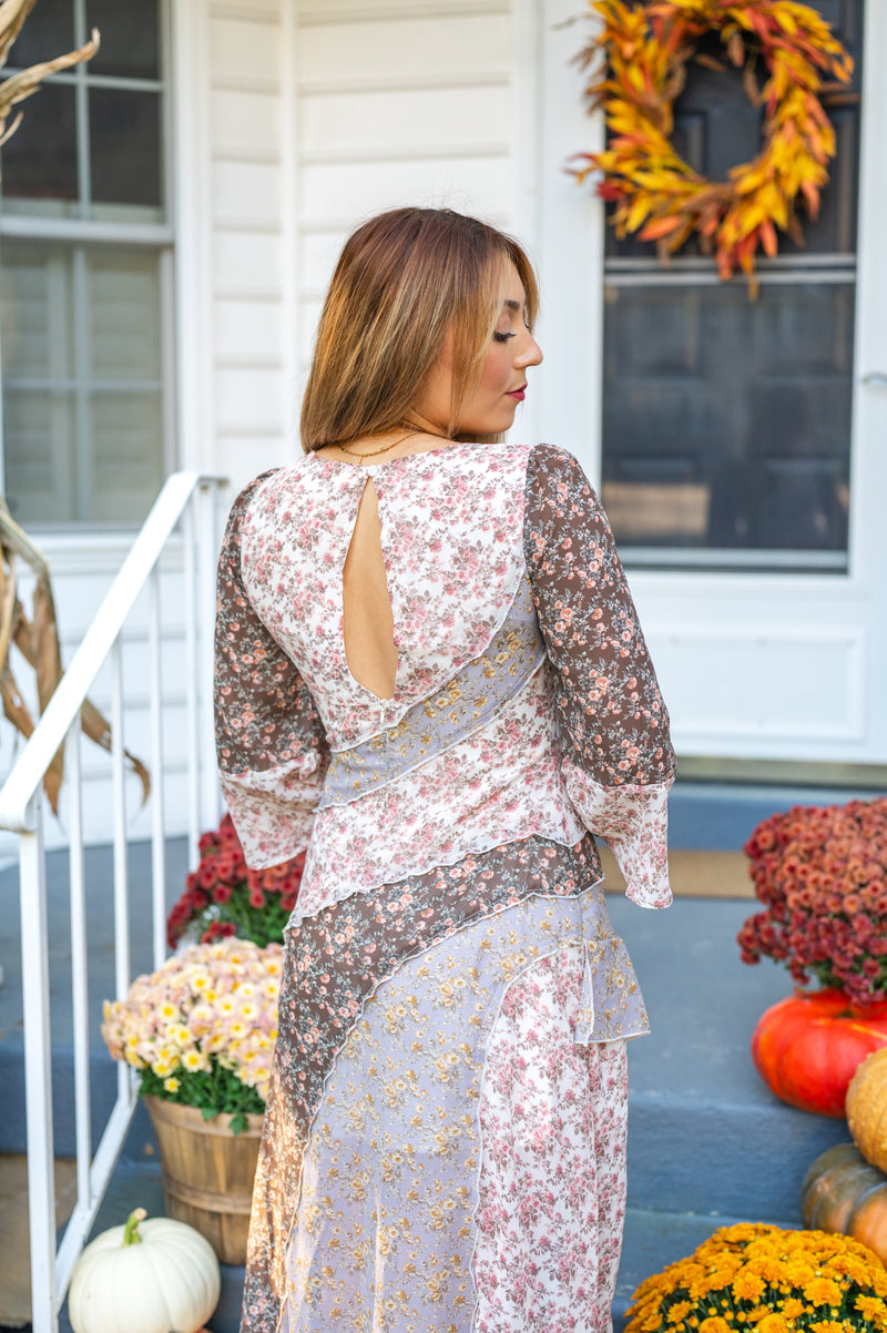 Meadow Muse Mixed-Print Maxi Dress
