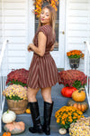 Rust Revival Striped Mini Dress