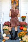 Rust Revival Striped Mini Dress
