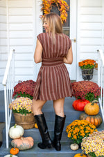 Rust Revival Striped Mini Dress