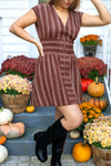 Rust Revival Striped Mini Dress