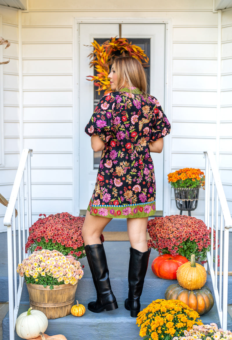 Collared Button Down Floral Mini Dress