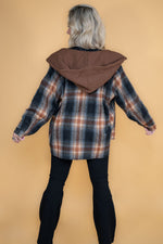 Fall Vibes Brushed Vintage Plaid Fleece Hooded Shacket