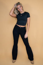 Lainey High Rise Stretchy Bell Bottoms: Black