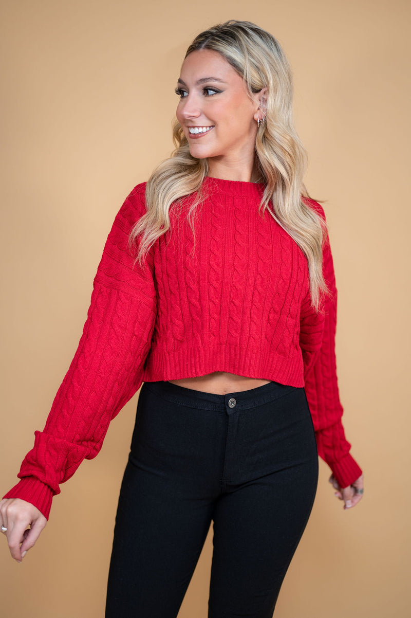 Fireside Cropped Cable Sweater