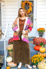 Mixed Yarn Knitted Cardigan: Pink & Peach Combo