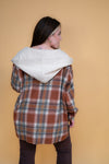 Fall Vibes Brushed Vintage Plaid Fleece Hooded Shacket