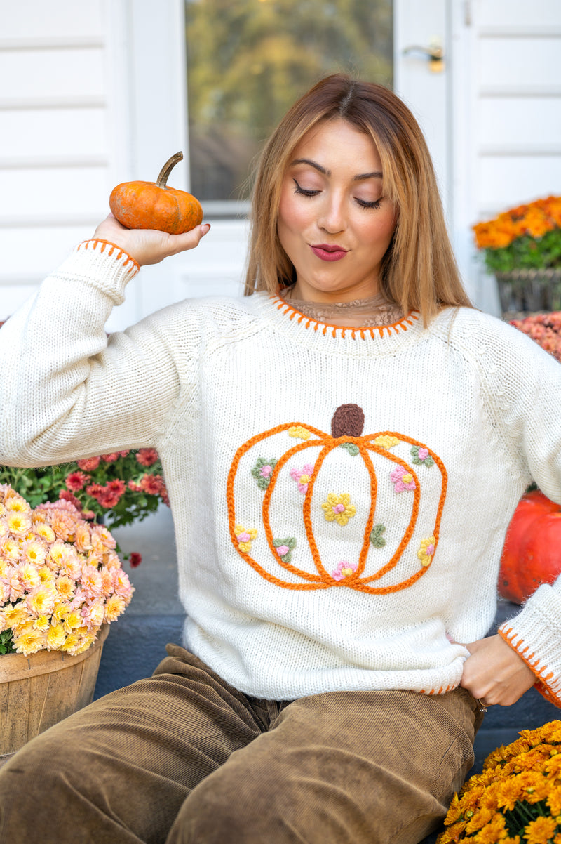 Pumpkin Patch Petals Sweater
