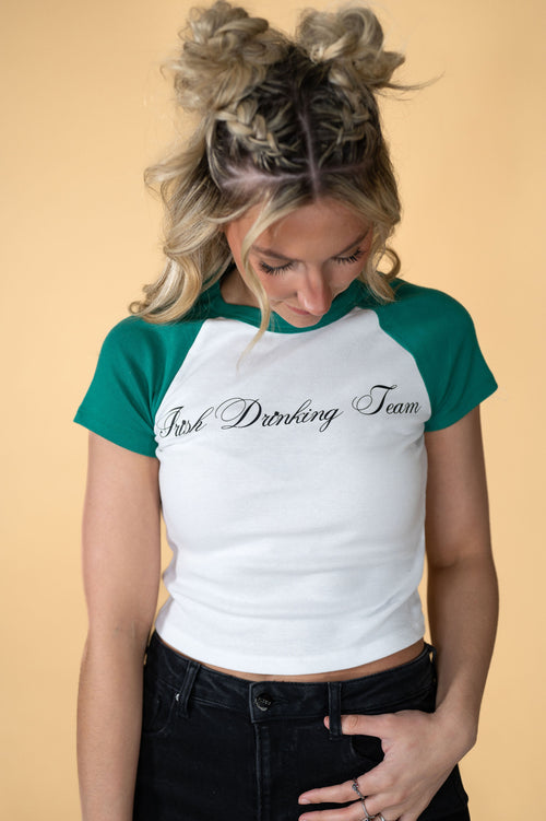 Irish Drinking Team Baseball Crop Tee