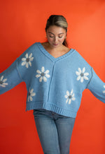 Daisy Girl Chenille Sweater: Blue