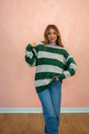 Go Panthers! Striped Chunky Oversized Sweater