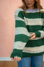 Go Panthers! Striped Chunky Oversized Sweater