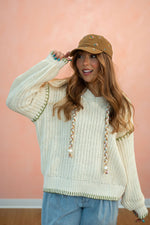 Chunky Multi-Color Braided Pearl Hoodie Sweater