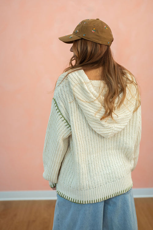 Chunky Multi-Color Braided Pearl Hoodie Sweater