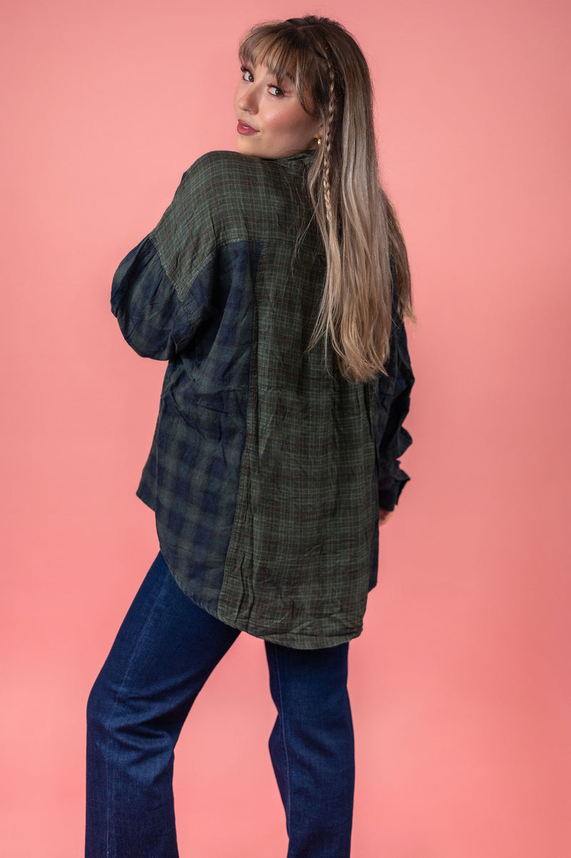 Double Green Plaid Oversized Shirt Flannel