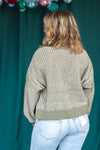 Olive Two Tone Button Down Oversized Sweater Cardigan