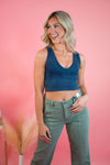 Vintage Wash Plunge V-Neck Crop Top