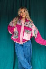 Ultra Retro Quilted Tapestry Jacket: Dark Pink