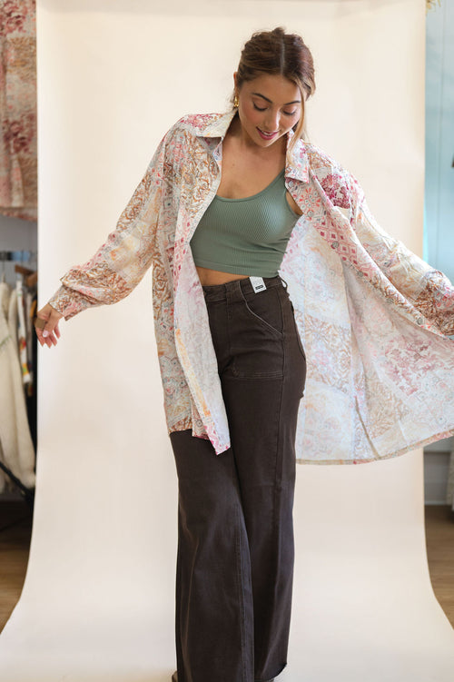 Judy Blue Retro Wide Jeans: Chocolate