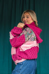 Ultra Retro Quilted Tapestry Jacket: Dark Pink