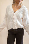 POL Chunky Soft Flower Button Cardigan