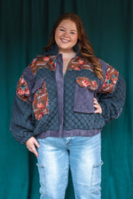 Ultra Retro Quilted Tapestry Jacket: Dark Pink