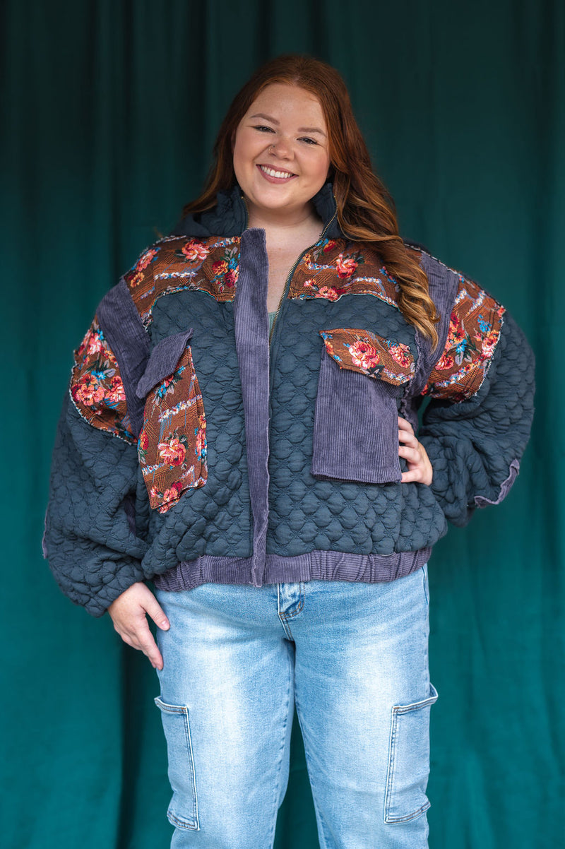 Ultra Retro Quilted Tapestry Jacket: Dark Pink