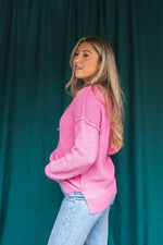 Soft Comfy Oversized Knit Pullover Sweater: Pink