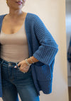 Chunky Chenille Cardigan: Denim Blue