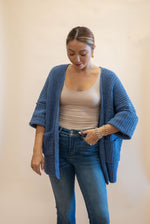 Chunky Chenille Cardigan: Denim Blue