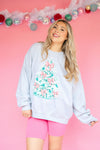 Pink Bows Christmas Tree Sweatshirt: Pale Sage