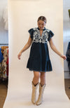 Transitional Days Embroidered V-Neck Tiered Dress