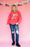 Disco Santa Corded Pullover: Red