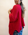 Chunky Chenille Cardigan: Apple Red