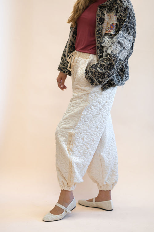 POL Cream Quilted Balloon Pants